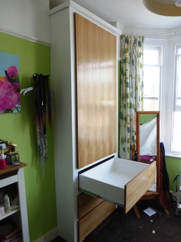 fitted alcove oak wardrobes with drawers